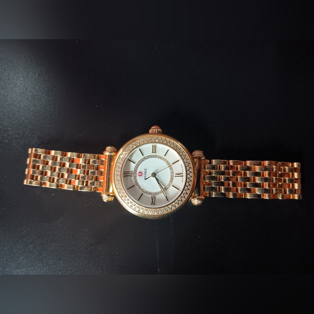 Michele Serein Mid 18k Gold-Plated Diamond Dial Women's Watch MWW21B000160